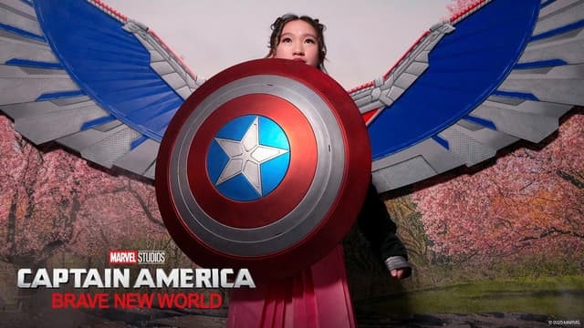 Marvel Fans Pose with Sam Wilson's Shield at the Premiere of Captain America: Brave New World